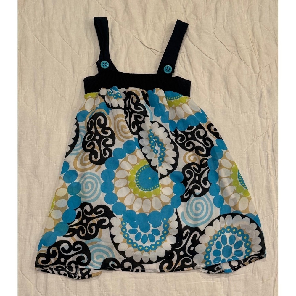 Piper & Blue Women Medium Blue Floral Smocked‎ Button Strap Tank Top Boho Cami